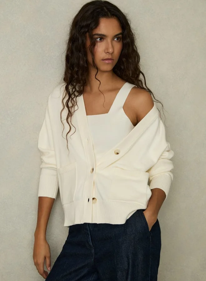 REISS Square Neck Knitted Vest